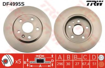 Disc frana SAAB 9-5 (YS3G) (2010 - 2012) TRW DF4995S foto