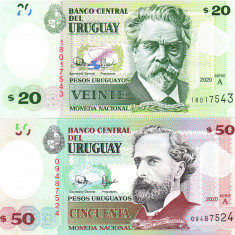 Uruguay Set 20-50 Pesos 2020 Polimer P 101-102 UNC