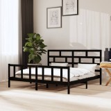 Cumpara ieftin Cadru de pat, negru, 200x200 cm, lemn masiv de pin