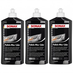 Pachet 3 Buc Sonax Polish &amp;amp; Ceara Negru 296100 500ML foto