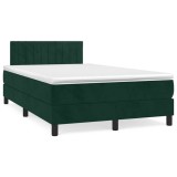 Cumpara ieftin Pat box spring cu saltea, verde inchis, 120x200 cm, catifea