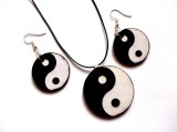 set bijuterii lemn cu Yin Yang 40850