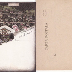 Salutari din Sinaia - Litografie 1900 -edit. Bucuresti