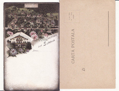 Salutari din Sinaia - Litografie 1900 -edit. Bucuresti foto
