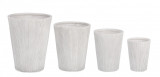 Set ghivece pentru exterior 4 piese Ribbed, Bizzotto, &Oslash;44 x 55 cm, fibra de sticla si argila, alb