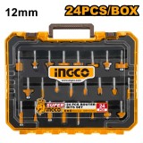 Accesorii Oberfreza 12 mm Set Industrial 24 buc, Freze Lemn Profesionale, Coada 12 mm, Profilare si Finisare, AKRT24122