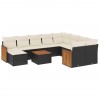 Set canapele de gradina cu perne, 11 piese, negru, poliratan