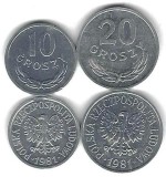 POLONIA Lot / 2buc - 10 + 20 GROSZY 1981