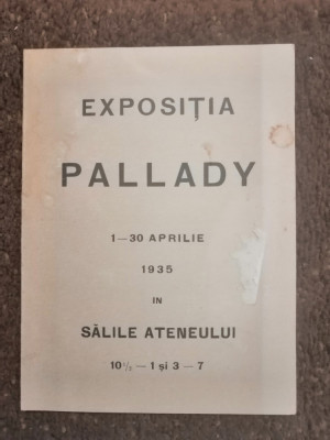 Programul expozitiei Th. Pallady 1-30 aprilie 1935 foto
