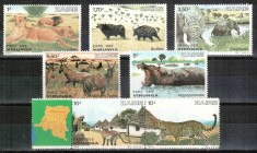 Zair (Congo Kinshasa) 1982, Mi #779-785**, fauna, animale salbatice, Parcul National Virunga, MNH, cota 35 &euro;!