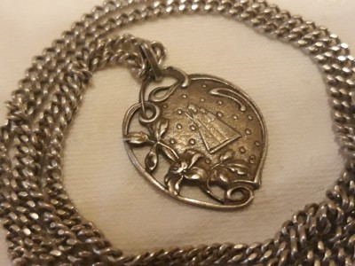 argint MEDALION RELIGIOS 1900 FRANTA art nouveau UNIC manopera EXCEPTIONALA splendid DE COLECTIE foto