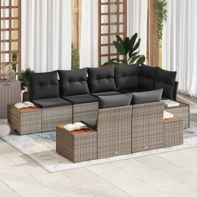 vidaXL Set de canapele pentru grădină 7 pcs Gri 264 x 154 x 85 cm 3356774 foto