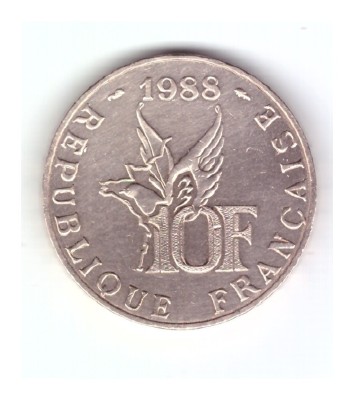 Moneda Franta 10 francs/franci 1988 Roland Garros (1888-1988), tipul B, stare foarte buna, curata foto