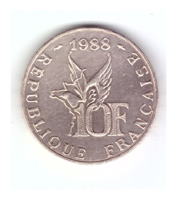 Moneda Franta 10 francs/franci 1988 Roland Garros (1888-1988), tipul B, stare foarte buna, curata