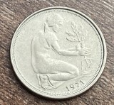 C50 - Moneda foarte veche - Germania - 50 pfennig - 1971 litera F