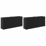 Jardiniere gradina 2 ghivece 2 buc. negru 90x20x40 cm poliratan