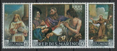 San Marino 1967 Mi 887/89 strip MNH - 300 de ani Giovanni Francesco Barbieri foto
