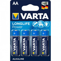 Baterii alcaline Varta Long Life Power , AA , R6 , 4 Baterii / Set foto