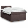 VidaXL Pat box spring cu saltea, maro &icirc;nchis, 120x200 cm, textil