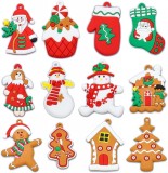 Set de 12 decoratiuni de Craciun Yitla, PVC, multicolor, 5-7,5 cm