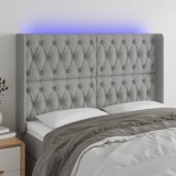Gossi tablie de pat cu led, gri deschis, 147x16x118/128 cm, textil