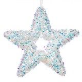 Ornament Brad Crăciun, Model Stea, Spumă Multicolor, Tinsel Irizat, 14cm, Oem