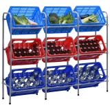 vidaXL Raft de depozitare pentru 9 lăzi, argintiu, 145x33x116 cm, oțel 285214