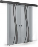 Usa culisanta Boss &reg; Duo Black model Play negru, 80+80x215 cm, sticla gri securizata, glisanta in ambele directii