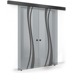 Usa culisanta Boss &reg; Duo Black model Play negru, 60+60x215 cm, sticla gri securizata, glisanta in ambele directii