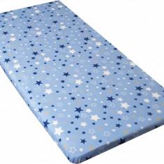 Cearceaf din bumbac cu elastic 120x60 cm Stars Blue