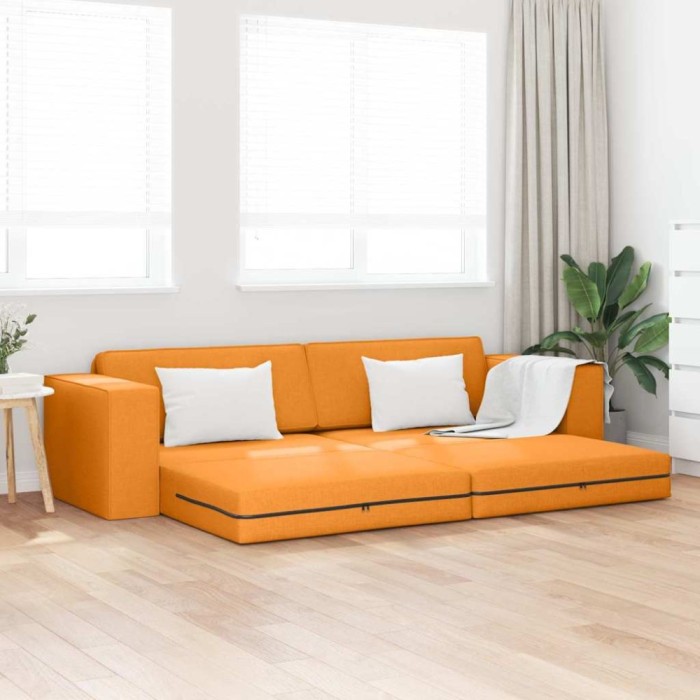 Canapea Pat 2 &icirc;n 1 Galben &Icirc;nchis 245x150x60.5 cm Țesătură