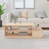 Masuta Cafea Gossi Lemn Masiv Pin 120x50x40.5cm Alb/Maro Rustic Sertar Depozitare Sufragerie