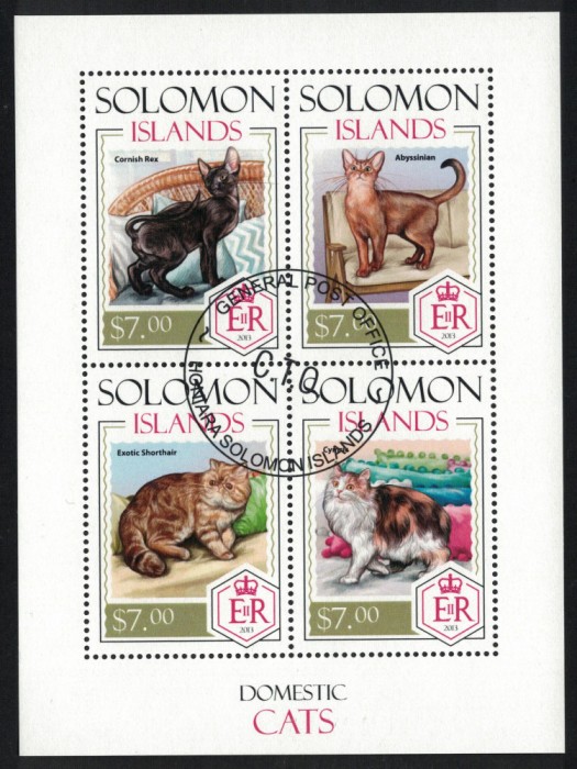 INSULELE SOLOMON 2013 - Fauna, Pisici domestice / set complet - colita + bloc