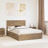 vidaXL Cadru de pat cu sertar cu headboard cu depozitare Lemn compozit 3409986