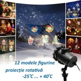 Proiector LED exterior 12W, 15 modele figurine, proiectie rotativa, IP44, Lepson