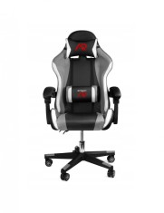 SCAUN DE GAMING,CU PERNA LOMBARA, NEGRU GRI ALB