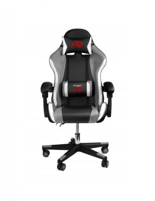 SCAUN DE GAMING,CU PERNA LOMBARA, NEGRU GRI ALB foto