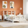VidaXL Pat cu bibliotecă fără saltea, alb, 160x200 cm, lemn masiv pin 3322762