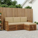 vidaXL Set de canapele de exterior cu pernă 4 pcs Natural și Bej 3384209
