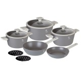 Cumpara ieftin Berlinger Haus Aspen BH-7061 Set 10 Piese Vase de Gătit Aluminiu Forjat, Inducție, Antiaderent, Gri