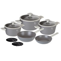 Set oale si tigai cu capace, 10 piese Aspen Berlinger Haus BH 7061, antiaderente, titan, gir, design modern, inductie