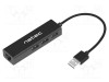 Hub USB 2.0 NATEC 4 porturi RJ45 și USB A, negru, 0.18m, PnP