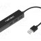 Hub USB 2.0 NATEC 4 porturi RJ45 și USB A, negru, 0.18m, PnP