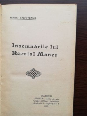 Insemnarile lui Reculai Manea-Mihail Sadoveanu foto