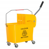 HOMCOM Cărucior Găleată cu Separator de Apă și Storcător Detașabil din PP, 63x27x67 cm, Galben | Aosom Romania