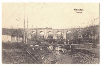 516 - ORAVITA, Caras, Train on the bridge, Romania - old postcard - used - 1908 foto