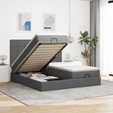 vidaXL Cadru de pat otoman cu saltele țesătură gri &icirc;nchis 160x200cm 3314535
