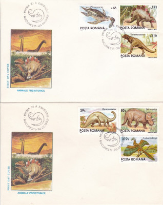 ROMANIA 1993 LP 1319 ANIMALE PREISTORICE SERIE FDC foto