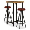 VidaXL Set mobilier bar, 3 piese lemn masiv reciclat și piele naturală