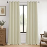 Cumpara ieftin Draperie Blackout, Prindere Inele, 2 buc 140 x 275 cm, Bej - CN